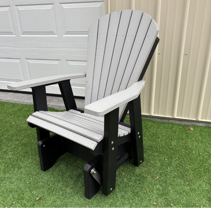 Amish Superior Adirondack Glider - Tangent Poly - Light Gray on Black 