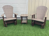 Amish Superior Adirondack Glider Set With End Table - Tangent Poly - Weatherwood on Brown 2