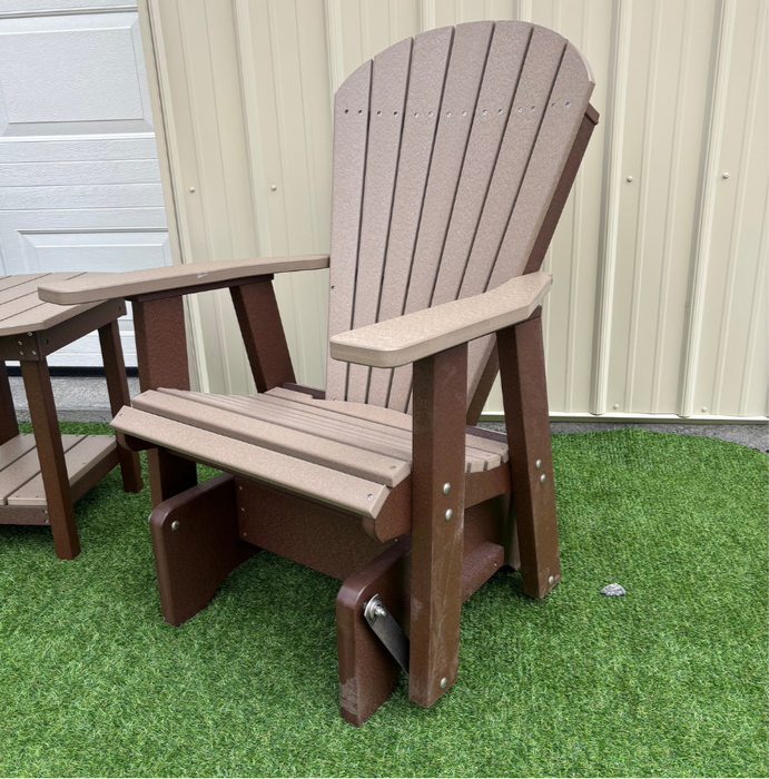 Amish Superior Adirondack Single Glider - Tangent Poly - Weatherwood on Brown