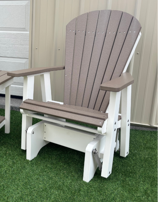 Amish Superior Adirondack Single Glider - Tangent Poly - Weatherwood on White