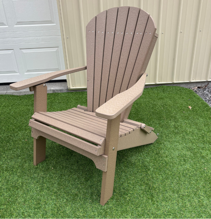 Amish Superior Folding Adirondack Chair  - Tangent Poly - Weatherwood 