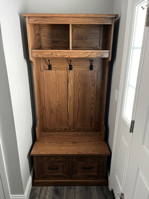Amish Superior Hall Seat | Oak OCS 119 Cappuccino Stain