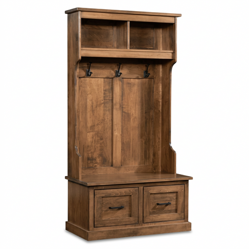 Amish Superior Hall Seat with Bottom Storage Drawers