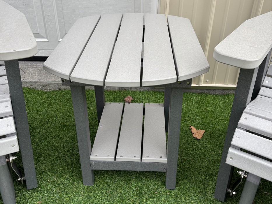 Amish Superior Oval End Table - Tangent Poly - Light Gray on Dark Gray 2