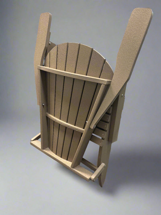 Amish Superior Poly Folding Adirondack Chair - Weatherwood oly - Hogback - Folded Up Photo