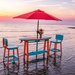 Amish Surf- Aira Counter Stool w/ back - Powder Blue on Cardinal Red -Amish Made Poly Counter Stool
