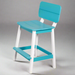 Amish Surf- Aira Counter Stool w/ back - Aruba Blue on Bright White -Amish Made Poly Counter Stool