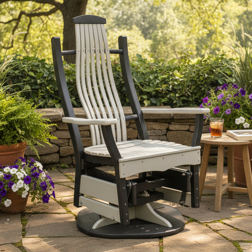 Amish Swivel Sonrise Polybent Bentwood Glider Rabers Poly Woodshop Poly Outdoor Furniture