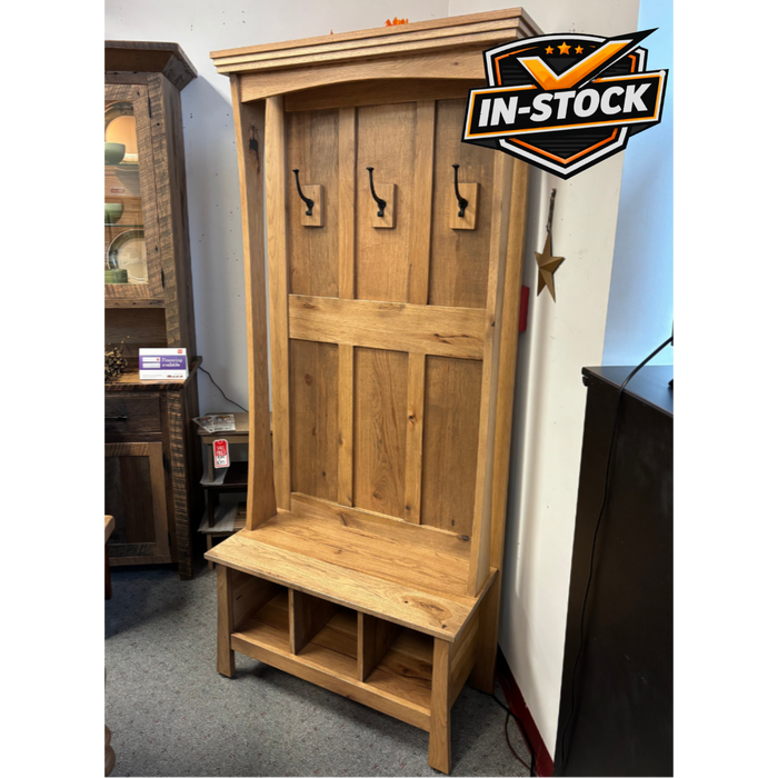 Amish Tacoma 36" Hall Seat - Rustic Hickory - In-Stock
