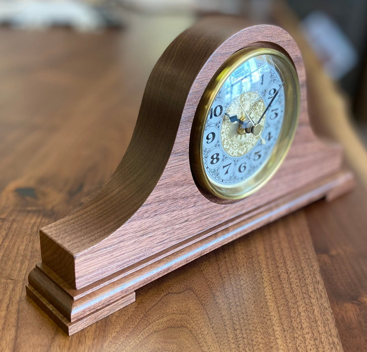 Amish Tambour Desk Clock Walnut Wood Front Facing