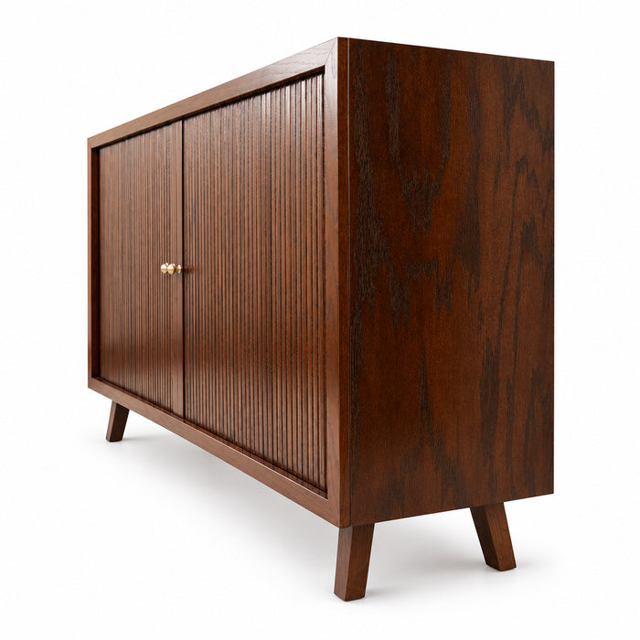 Amish Tambour Mid Century Style Storage Cabinet Side View