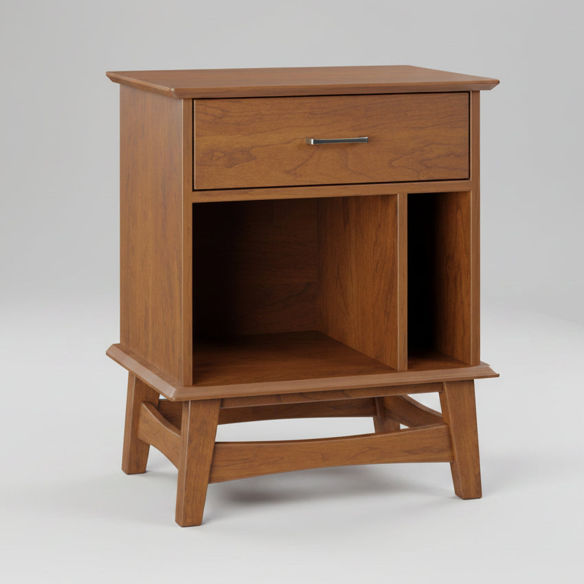 Amish Taunton 1 Drawer Nightstand Open Nightstands Mid-Century