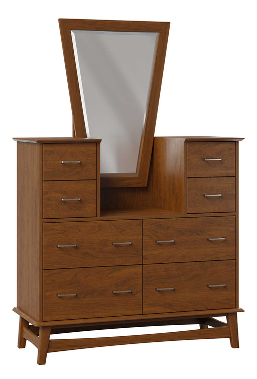 Amish Taunton Studio Chest With LED Lighted Mirror Dressers Mid-Century