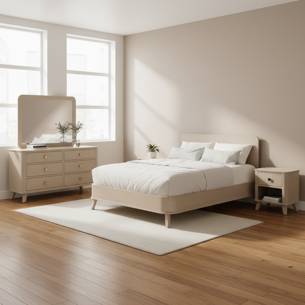 Amish Taylor Modern Mid Century Style Bedroom Set with Platform Bed