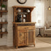 Amish Timber Ridge Reclaimed Coffee Bar - Genuine Reclaimed Barnwood Coffee  - Coffee Hutch With Outlet and Mug Hangers - K-Cup Holder - Pull-out Surface - Storage Underneath - Solid Wood - In-Room