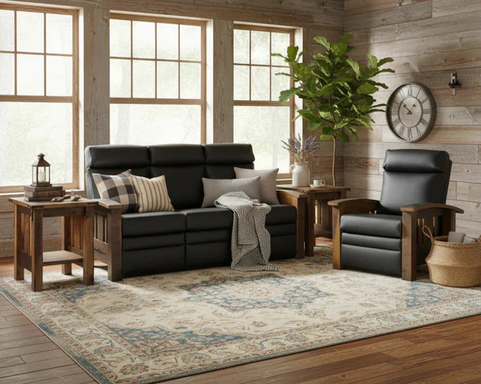 Amish Tiverton Quick Ship Reclaimed Barnwood Reclining Sofa Chair Quality Fabrications Amish Couches Loveseats and Chairs