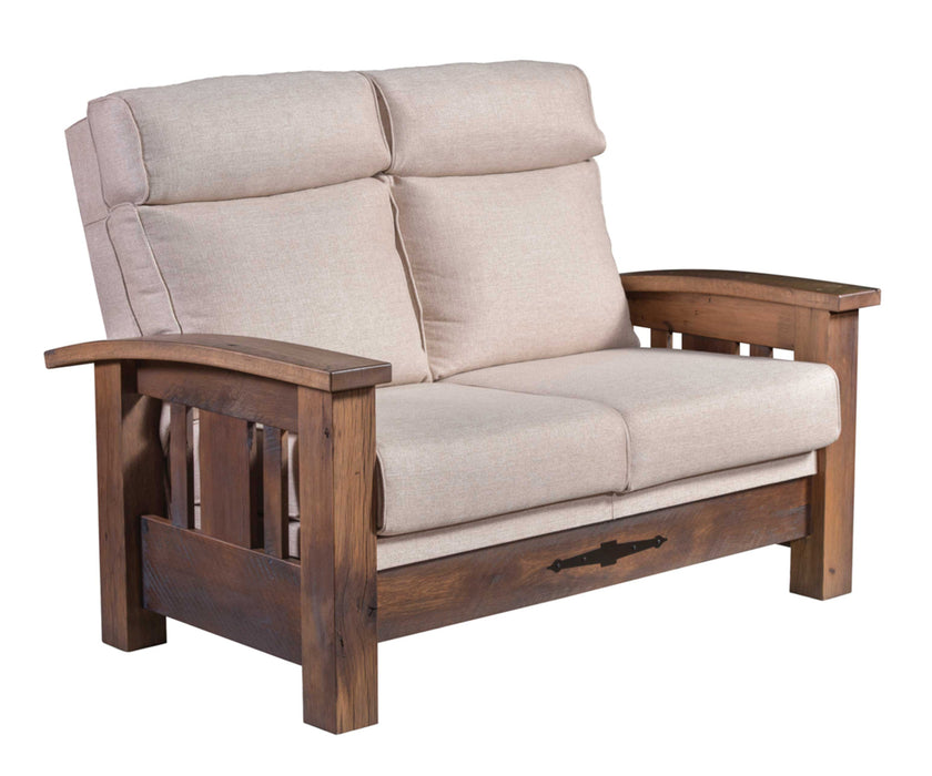 Amish Tiverton Reclaimed Barnwood Love Seat - Genuine Reclaimed Barnwood - Quality Fabrications - No Background