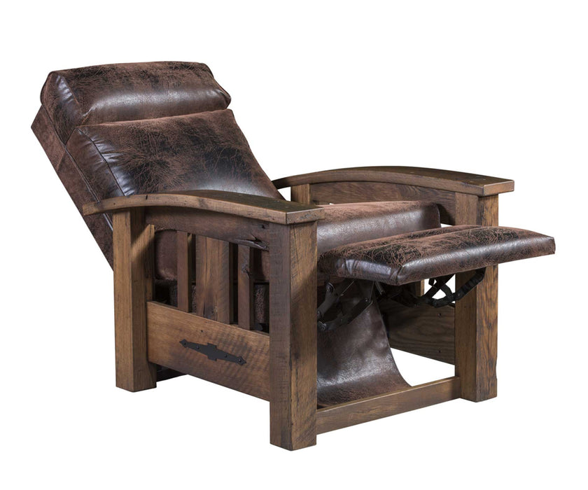 Amish Tiverton Reclaimed Barnwood Recliner  - Genuine Reclaimed Barnwood - Quality Fabrications - No Background - Position 2