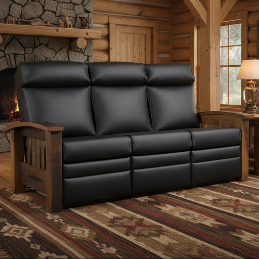 Amish Tiverton Reclaimed Barnwood Recliner Sofa - Genuine Reclaimed Barnwood - Quality Fabrications - Commercial Photo