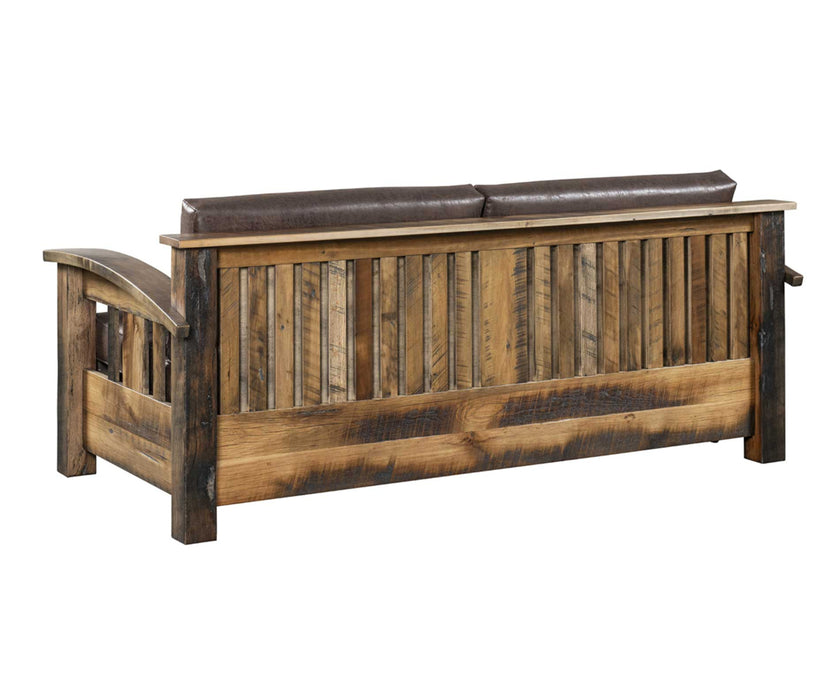 Amish Tiverton Reclaimed Barnwood Sleeper Sofa - Genuine Reclaimed Barnwood - Quality Fabrications - Back Side - No background