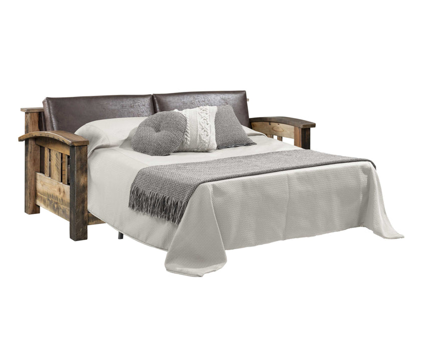 Amish Tiverton Reclaimed Barnwood Sleeper Sofa - Genuine Reclaimed Barnwood - Quality Fabrications - No background