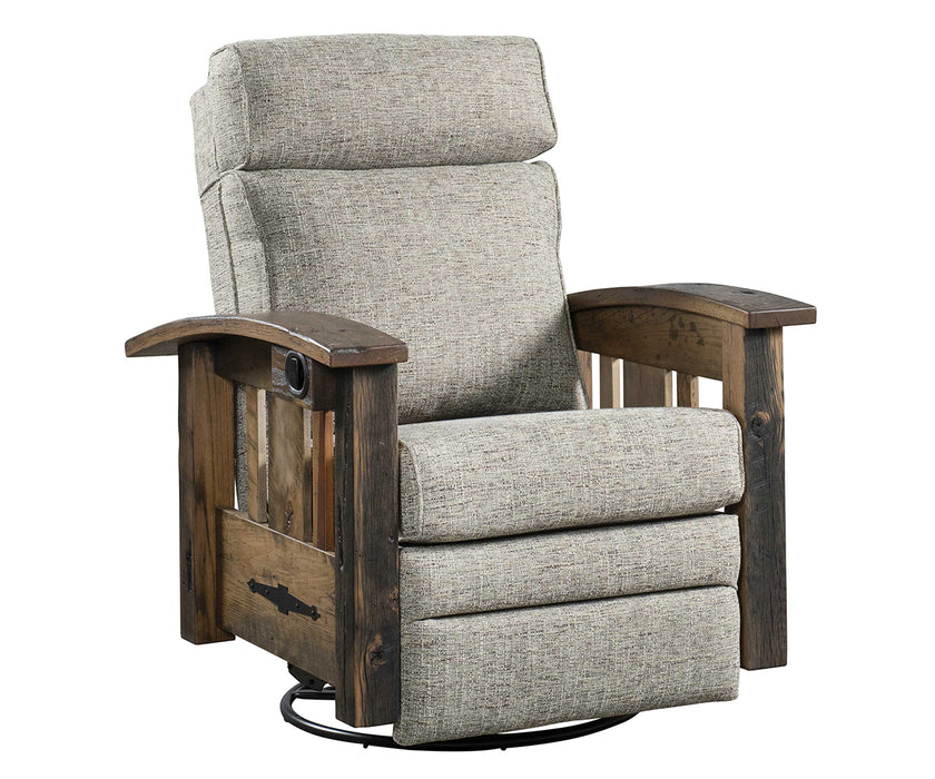 Amish Tiverton Reclaimed Barnwood Swivel Glider Recliner  - Genuine Reclaimed Barnwood - Quality Fabrications - No Background