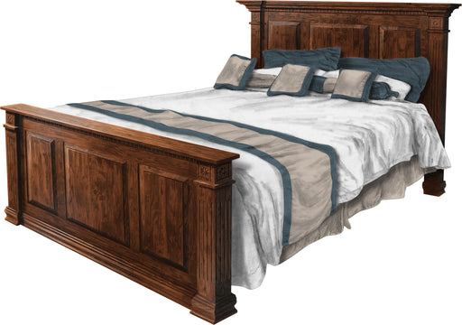 Amish Traditional Bed in 2-14 Stain on Cherry Wood with high footboard