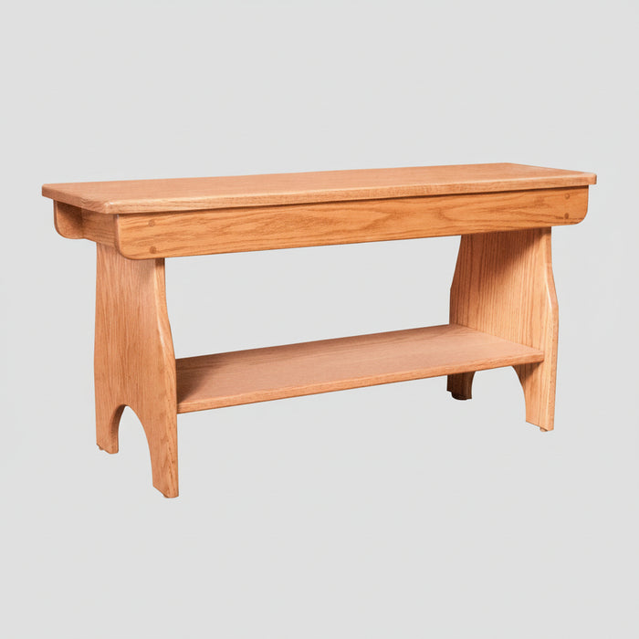 Amish Traditional Bench With Shelf - Multiple Sizes Benches No Back Traditional