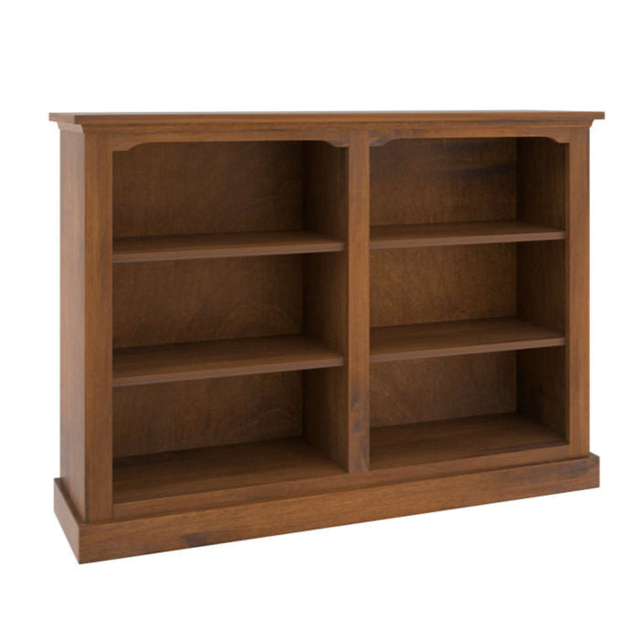 Amish Traditional Double Bookcase 48" Width x 36" Height Solid Wood Adjustable Shelves Front Facing
