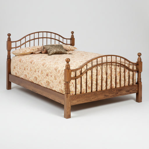 Amish Traditional Double Bow Spindle Bed with Cannonball Posts 