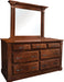 Amish Traditional Low 7-drawer dresser with mirror in S-14 Cherry Stain