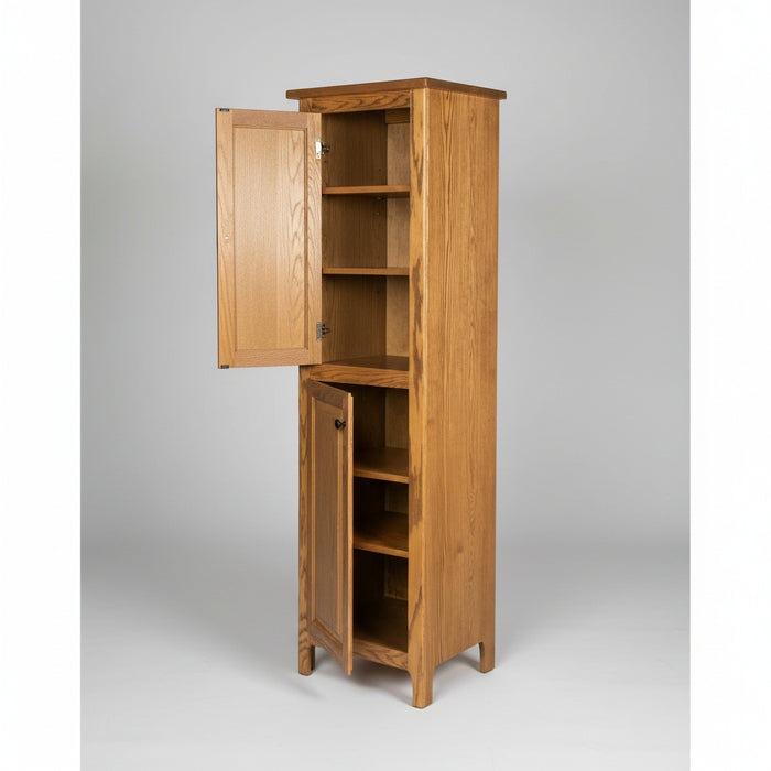 Amish Traditional Shaker Single Door Raised Panel Pantry Solid Oak OCS-102 Fruitwood Stain