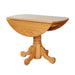 Amish Traditional Single Pedestal Drop Leaf Table - Amish Round Drop Leaf Table - Amish Solid Oak Drop Leaf Table - Honey Oak Amish Table