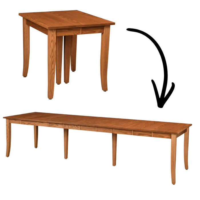 Amish Transformer Leg Table (Up to x8-12" Leaves!)