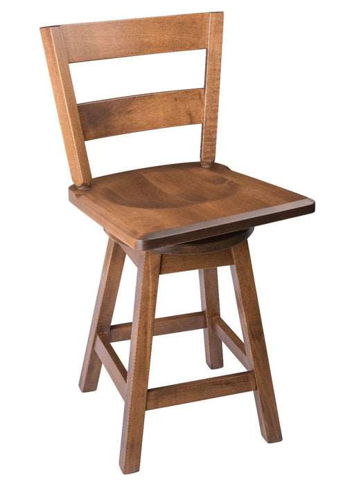 Amish 2-Slat Swivel Bar Stool Brown Maple 110 Boston Front Facing