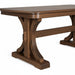Amish Venus Double Pedestal Table - Contemporary Amish Double Pedestal Table - 42" x 72" w/ 4-12" Leaves - Base Close-Up Photo