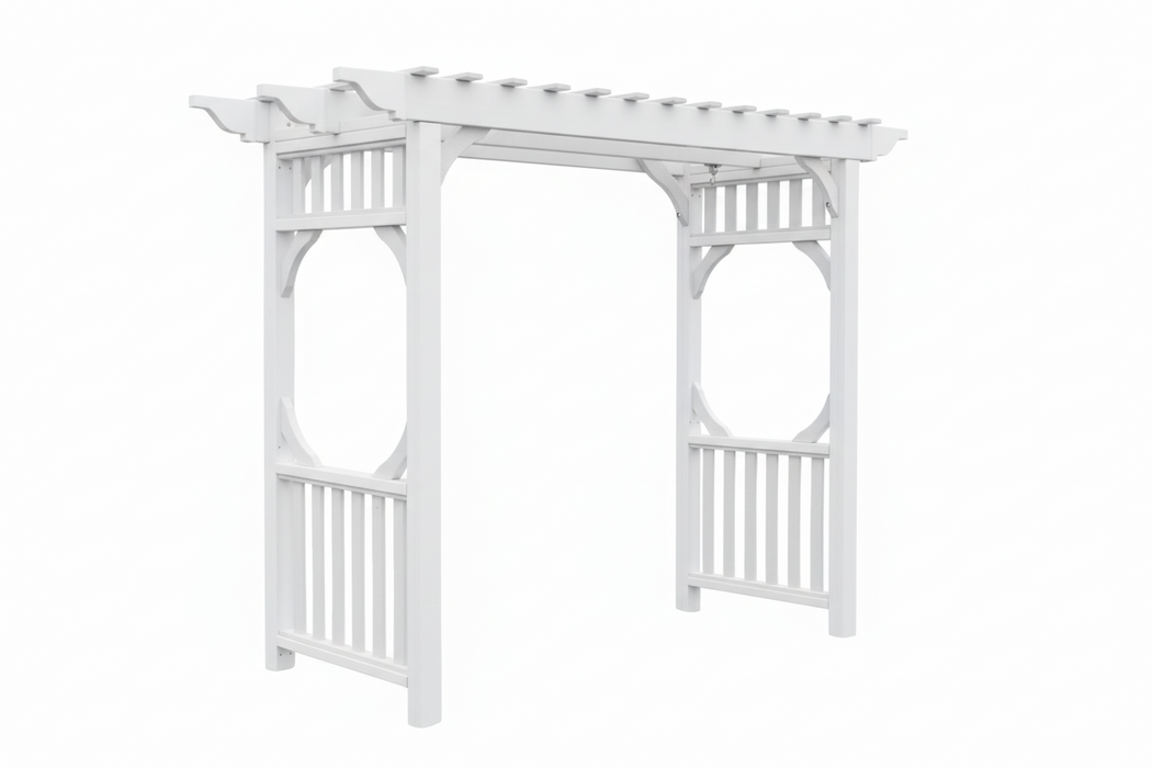 Levi Leisure Vinyl Arbor with Swing Amish Poly Arbor with Swing Front Facing