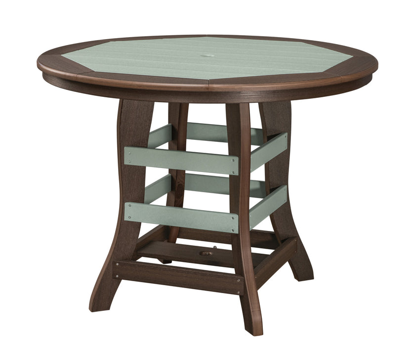 Amish WLP 48" Round Poly Border Table - Walnut Lane Poly - Amish 48" Round Poly Table - Mint on Brazilian Walnut