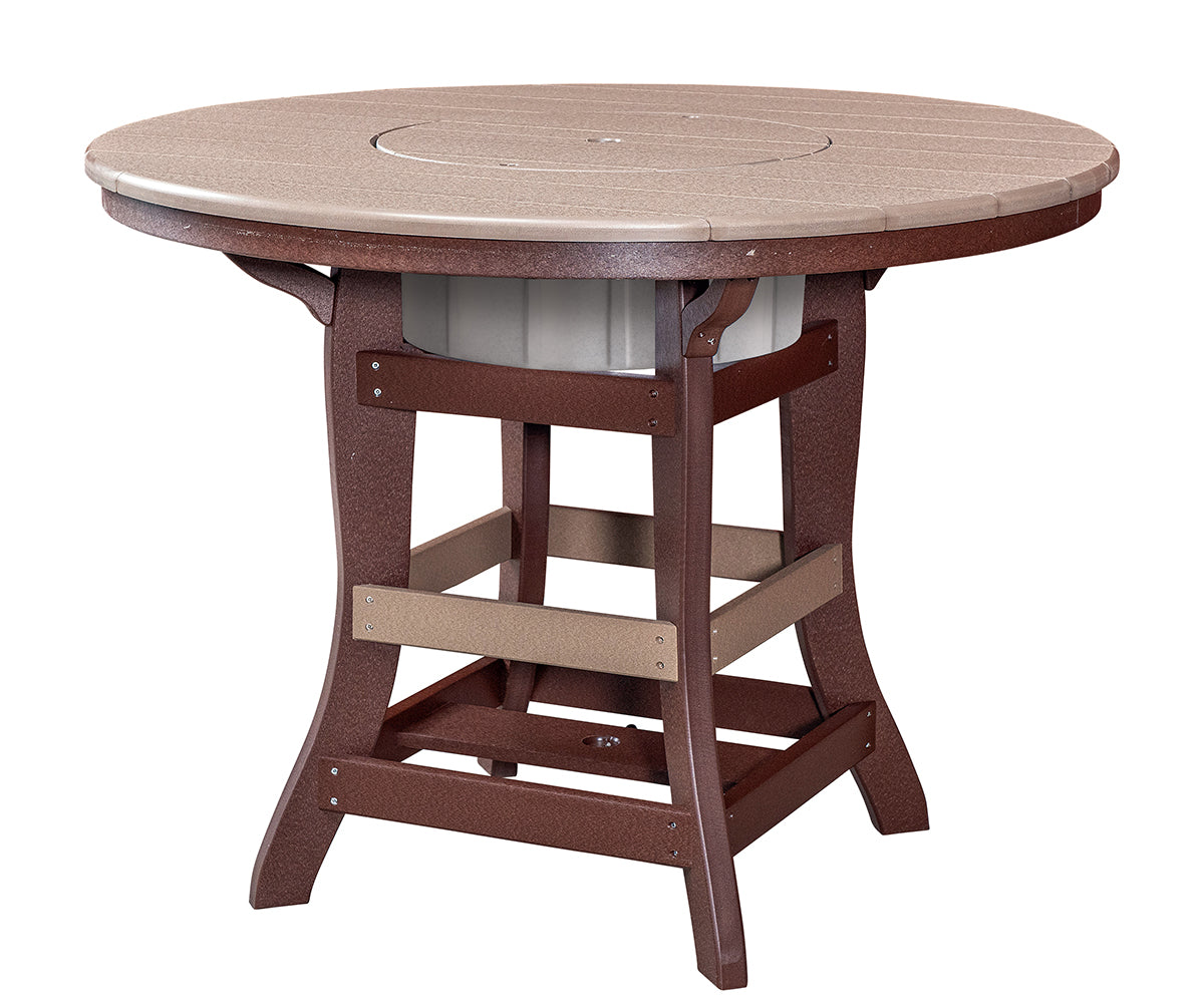 Amish WLP 48" Round Poly Dining Table With Ice Bowl in Center - Walnut Lane Poly - Amish MAde Poly 48" Round Dining Table With Built-In Ice Bowl