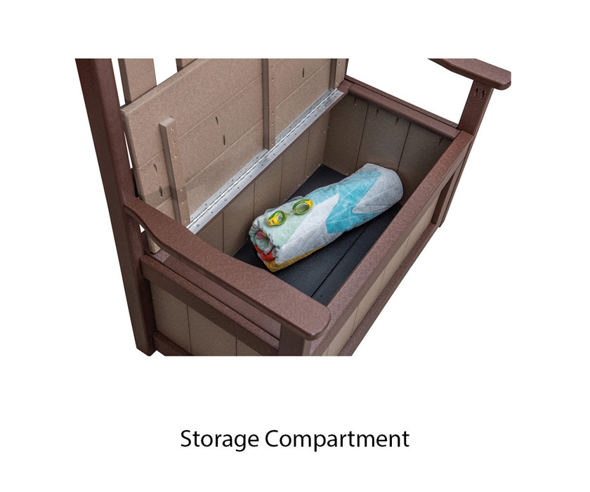 Amish WLP Oudoor Hallseat With Storage - Walnut Lane Poly - Amish Outdoor Hallseat With Hooks and Storage 1