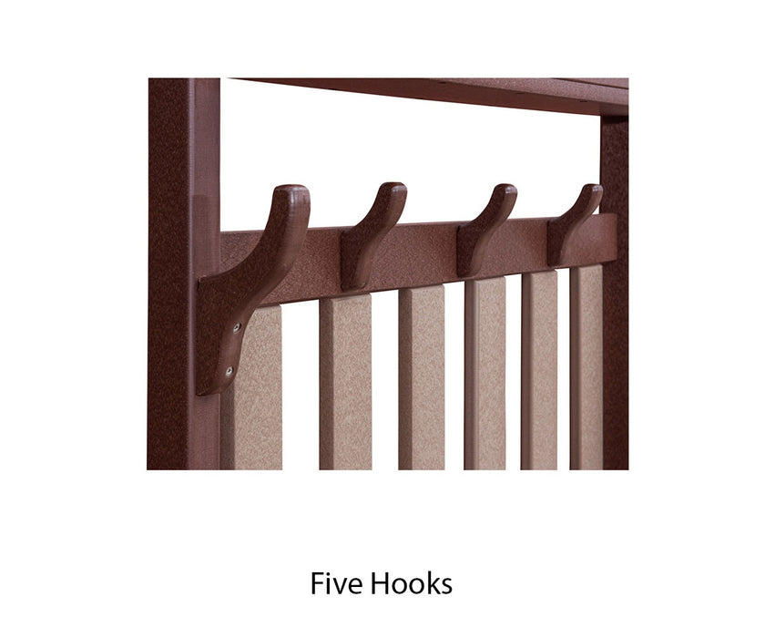 Amish WLP Oudoor Hallseat With Storage - Walnut Lane Poly - Amish Outdoor Hallseat With Hooks and Storage 2