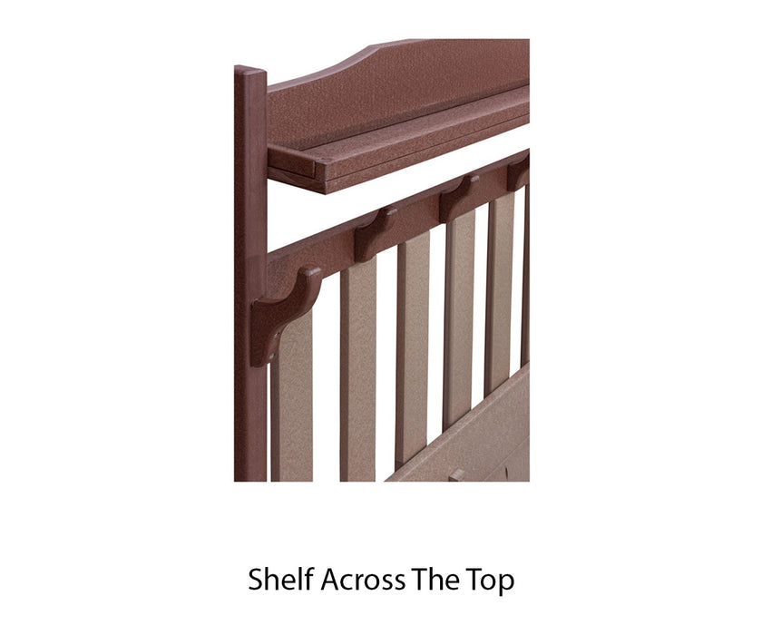 Amish WLP Oudoor Hallseat With Storage - Walnut Lane Poly - Amish Outdoor Hallseat With Hooks and Storage 3