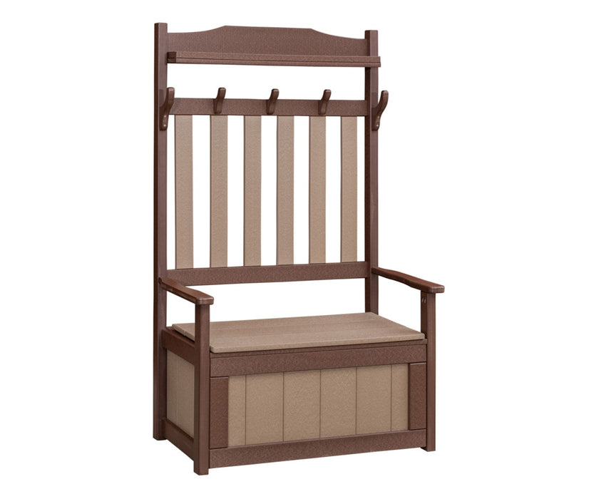 Amish WLP Oudoor Hallseat With Storage - Walnut Lane Poly - Amish Outdoor Hallseat With Hooks and Storage