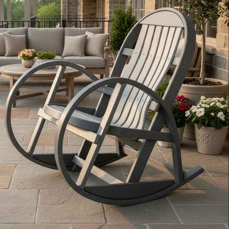 Amish Wagon Wheel Polybent Rocking Chair - E-Mar Poly - Amish Made Poly Rocking Chair