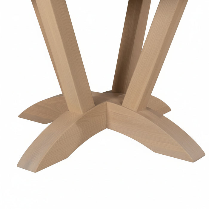 Amish Waldo Single Pedestal Table - Modern Amish Pedestal Table - Brown Maple OCS-138 Latte - Close Up Base Photo