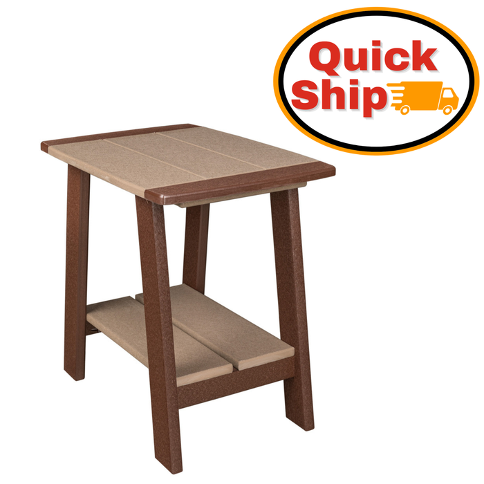 Amish Walnut Lane Rectangle End Table Quick Ship Tudor Brown on Weatherwood Amish Poly Furniture Fast Lead Time In-Stock