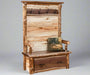 Amish Walnut Live Edge Hall Seat with Aspen Log Frame Quad M Rustics Yellow Stone Hall Bench with Walnut Accents