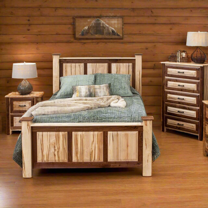 Amish Walnut Bedroom Set Cabin Style Front Facing