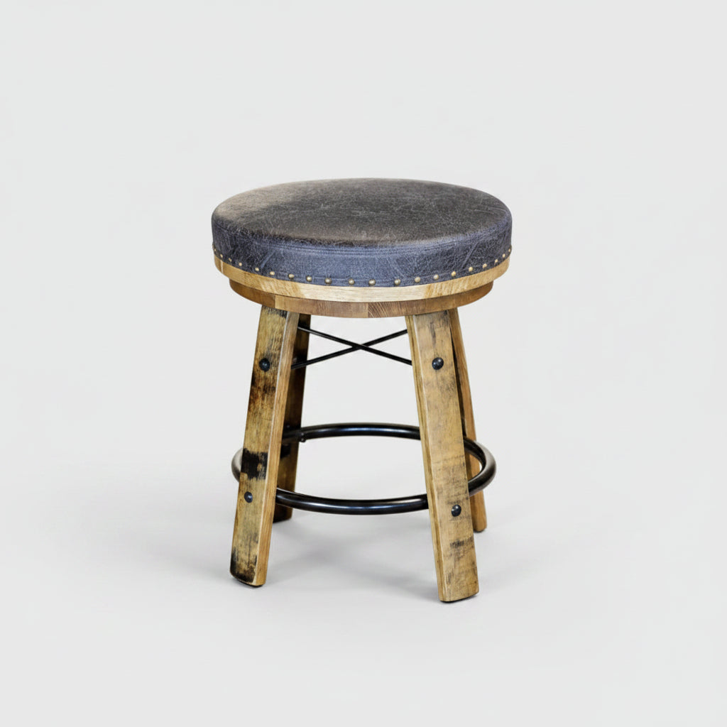Amish Western Rustic Barrel Backless Barstool 
