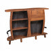 Whiskey Bar Table Backside with Storage Shelves and Locked Liquor Cabinet Amish Made Front Facing